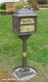 Bronze Classic Mailbox with brass accents