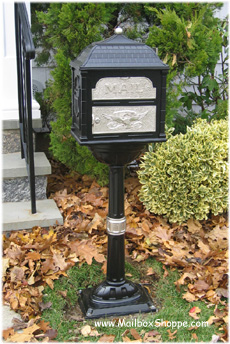 Black Classic Mailbox with nickel accents