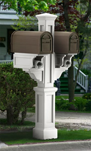 White Rockport Double PVC Mailbox Post