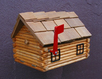 Cedar Log Cabin Mailbox