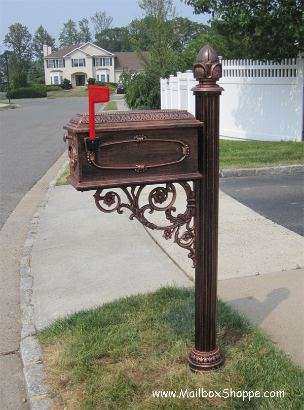 P18 post with cast akuminum mailbox in antique bronze color